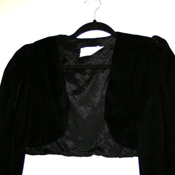 BLACK VELVET VINTAGE BOLERO M - Picture 1 of 2